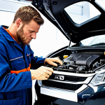**

*   **Prompt:** Skilled mechanic wearing professional attire working on an advanced electric vehicle engine in a bright, modern auto repair shop with various tools and diagnostic equipment visible, showcasing specialized technical certification.

**