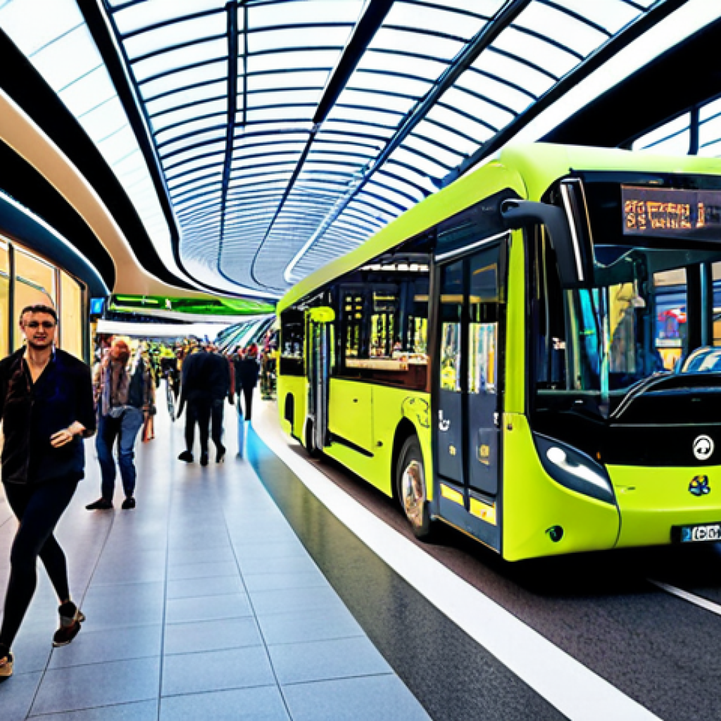 **

"A vibrant, modern transportation hub in Italy. Focus on sustainable mobility: electric buses, bike lanes, pedestrian-friendly zones, and smart traffic management systems. Include diverse people using the transportation options. Bright, optimistic lighting. Emphasize technology and green initiatives."

**