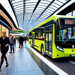 **

"A vibrant, modern transportation hub in Italy. Focus on sustainable mobility: electric buses, bike lanes, pedestrian-friendly zones, and smart traffic management systems. Include diverse people using the transportation options. Bright, optimistic lighting. Emphasize technology and green initiatives."

**