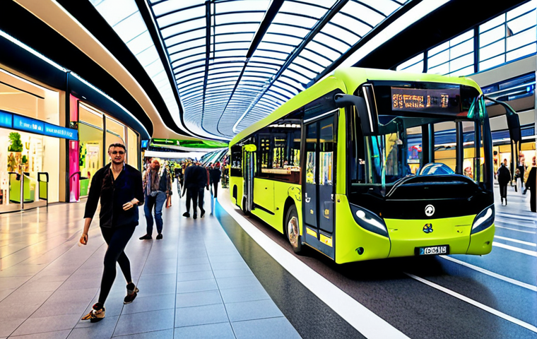 **

"A vibrant, modern transportation hub in Italy. Focus on sustainable mobility: electric buses, bike lanes, pedestrian-friendly zones, and smart traffic management systems. Include diverse people using the transportation options. Bright, optimistic lighting. Emphasize technology and green initiatives."

**