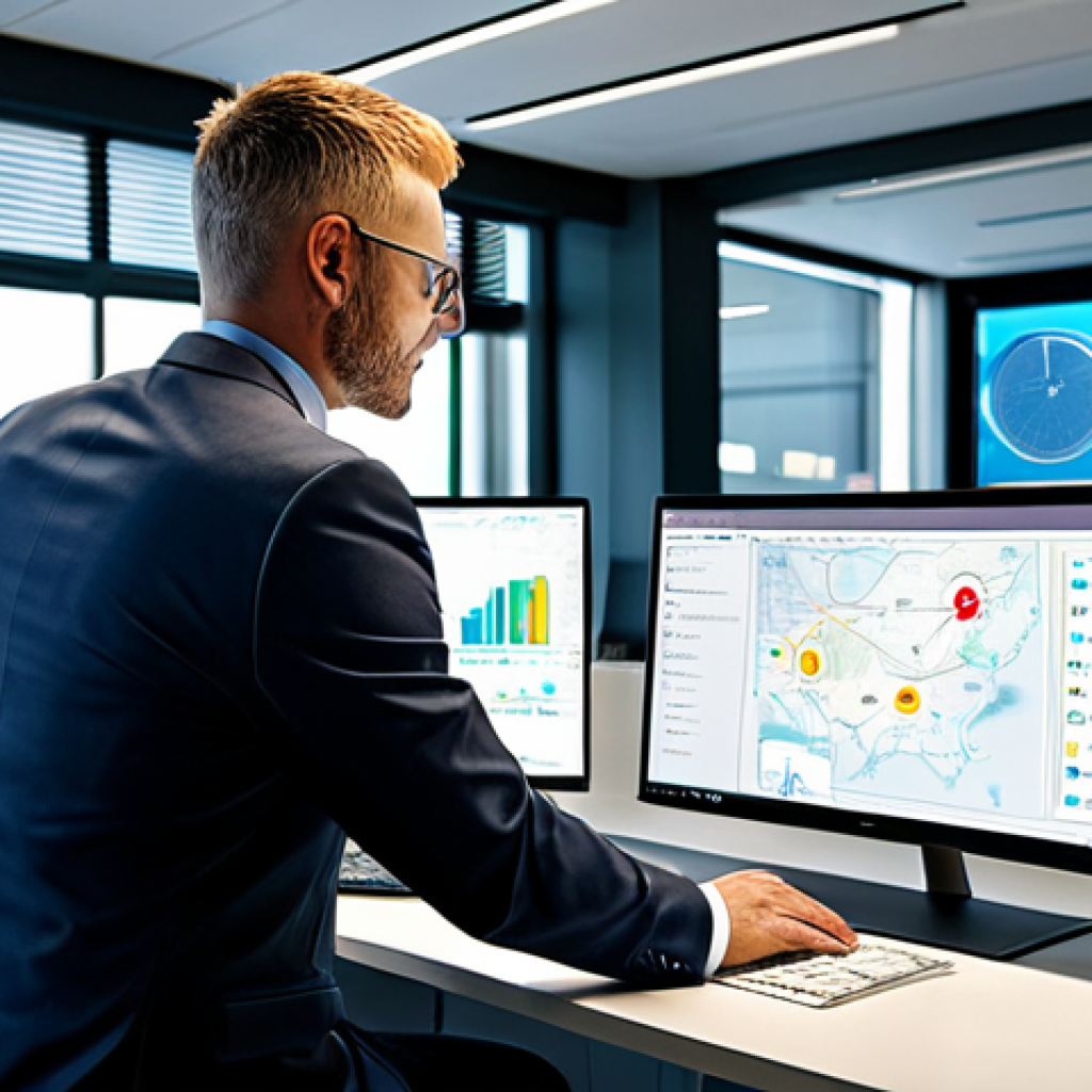 **

"A professional male transport manager in a fully clothed, modest business suit, reviewing fleet management software on a computer screen in a modern, brightly lit office. The screen displays data analytics related to fuel efficiency and route optimization.  Safe for work, appropriate content, perfect anatomy, natural proportions, professional setting, high quality, family-friendly."

**