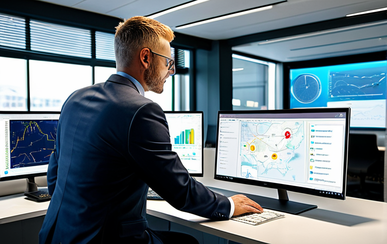 **
"A professional male transport manager in a fully clothed, modest business suit, reviewing fleet management software on a computer screen in a modern, brightly lit office. The screen displays data analytics related to fuel efficiency and route optimization. Safe for work, appropriate content, perfect anatomy, natural proportions, professional setting, high quality, family-friendly."
**