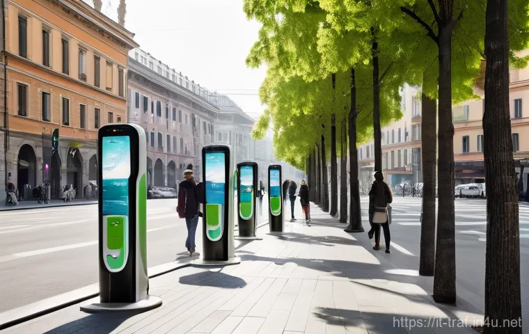 교통직 진로 고민 해결법 - **Prompt:** A futuristic, eco-friendly urban street scene in a modern Italian city like Milan, showc...