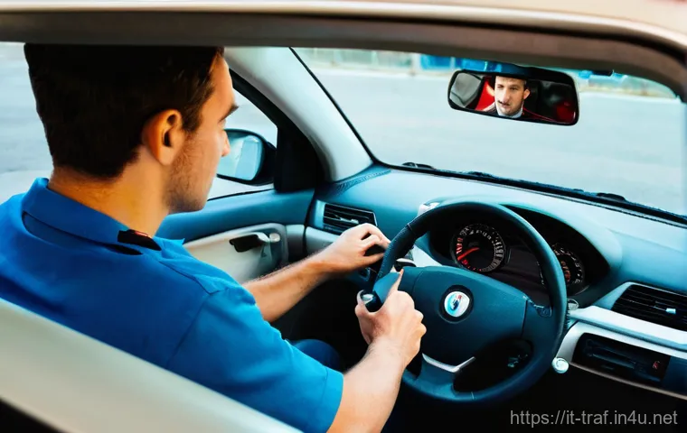 교통자격증 실기시험 준비 가이드 - **Prompt:** "A young Italian female, approximately 20 years old, intently taking a modern driving pr...