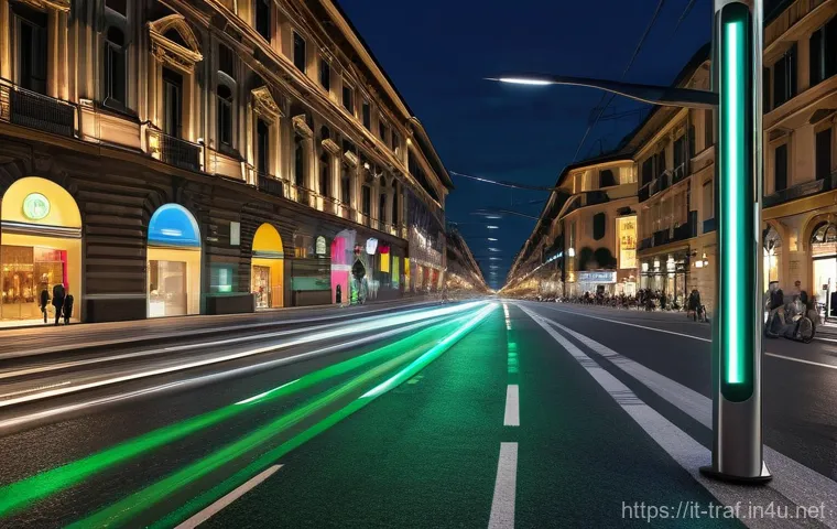 교통직 업무 중 주요 이슈 해결 사례 - **Prompt:** A vibrant, futuristic depiction of an intelligent traffic light system in the heart of M...