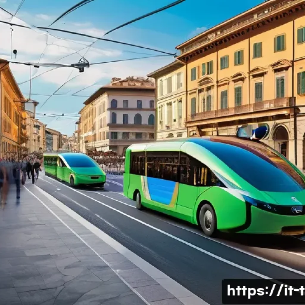 교통 관리 업무와 책임 - **Prompt:** A vibrant, futuristic depiction of an Italian city street, perhaps Florence or Bologna, ...