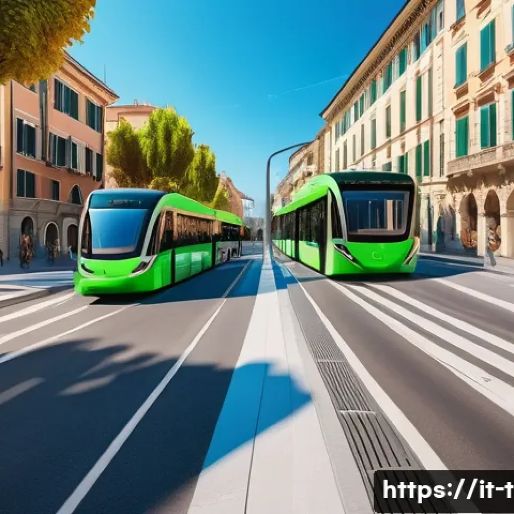 교통관련 직종과 공학적 접근 - A futuristic Italian city street scene showcasing advanced urban traffic management technology: high...