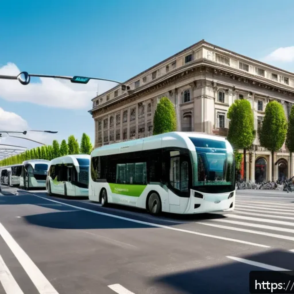교통업계 경력자의 조언 - A futuristic urban street scene in Milan featuring multiple autonomous electric vehicles including c...