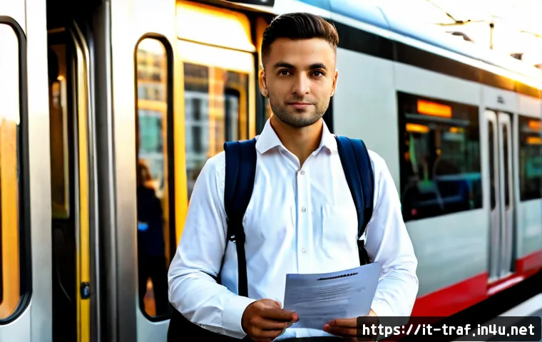 Home 15 교통직 자격증의 효용성과 가치 - Photorealistic Italian public transport professional in a smart-casual uniform standing confidently ...